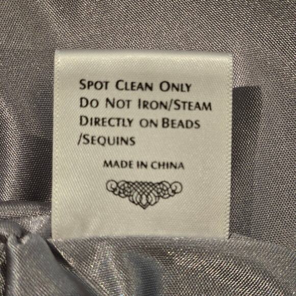 Sue Wong Nocturne Gray Silver Embroidered Lace Sheath Cocktail Dress, Size 8 - Picture 11 of 11